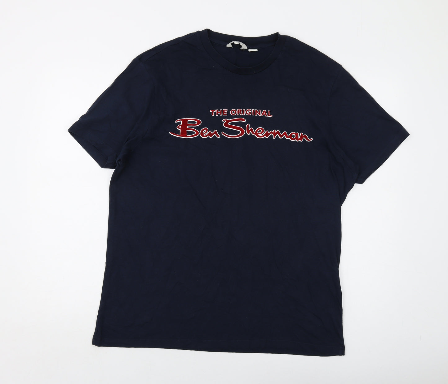 Ben Sherman Mens Blue Cotton T-Shirt Size L Crew Neck