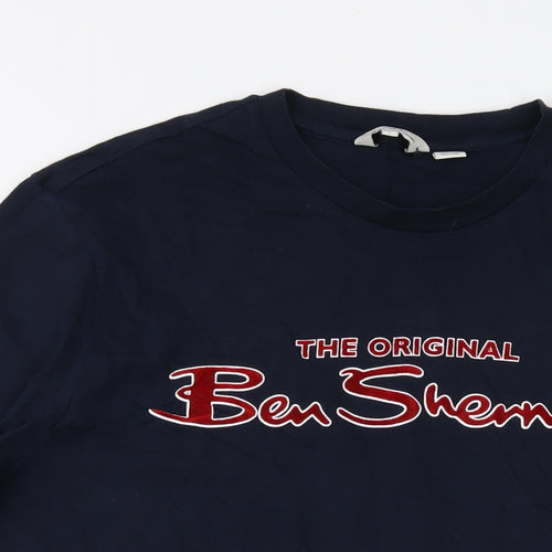 Ben Sherman Mens Blue Cotton T-Shirt Size L Crew Neck