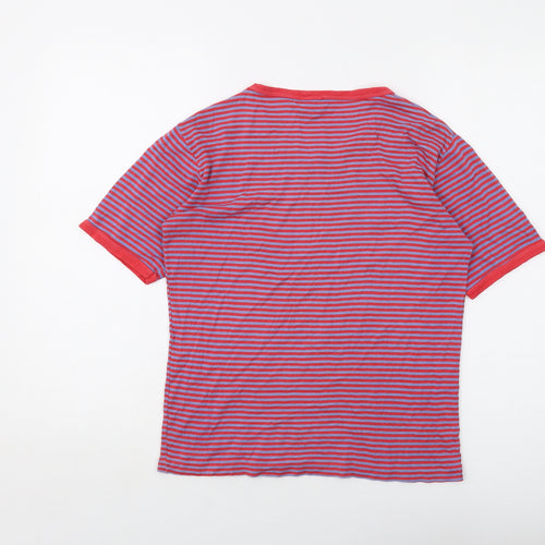 Sands Womens Red Striped Cotton Basic T-Shirt Size M Crew Neck