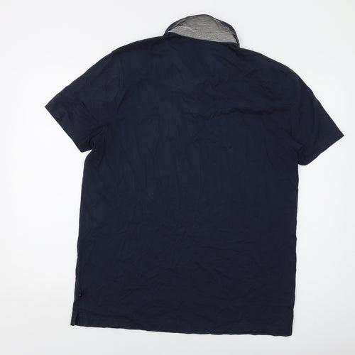 Boss Mens Blue Cotton Polo Size XL Collared Button