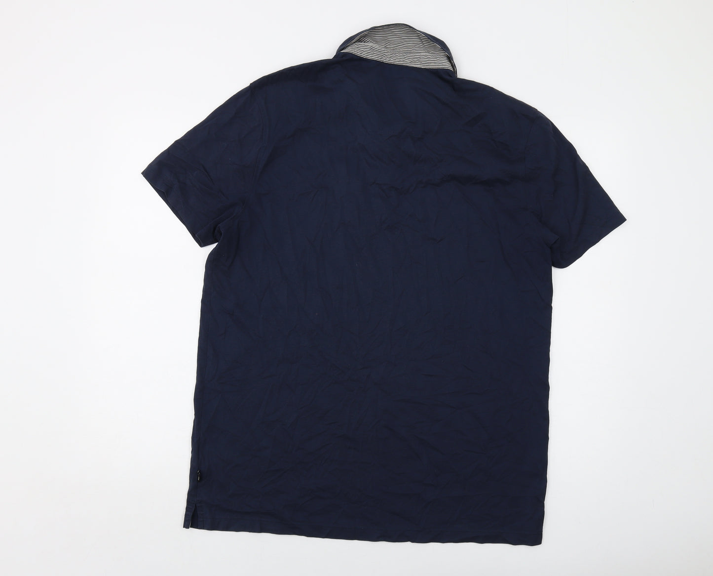 Boss Mens Blue Cotton Polo Size XL Collared Button