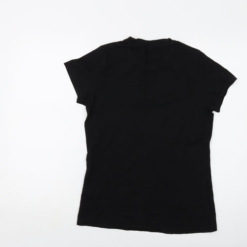 Joluvi Womens Black Cotton Basic T-Shirt Size M Crew Neck