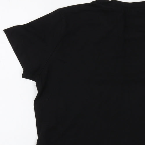Joluvi Womens Black Cotton Basic T-Shirt Size M Crew Neck