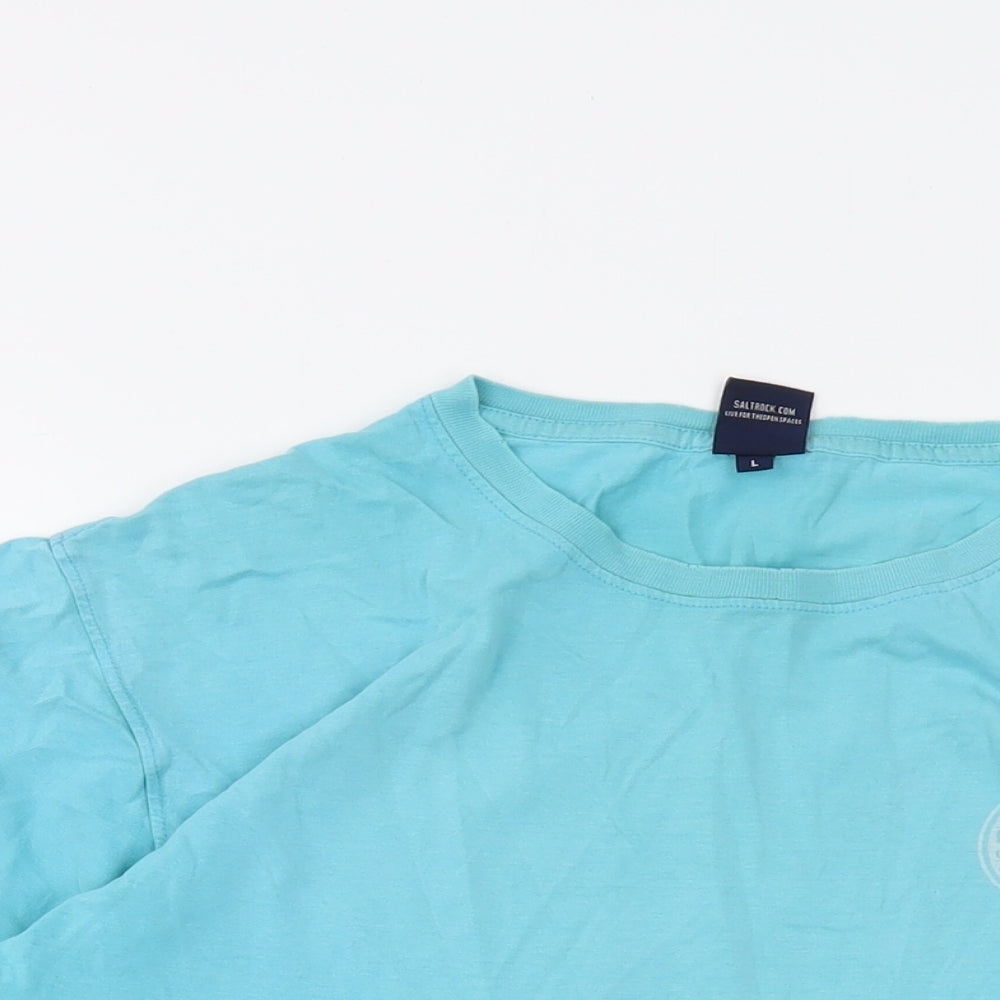 Saltrock Mens Blue Cotton T-Shirt Size L Crew Neck