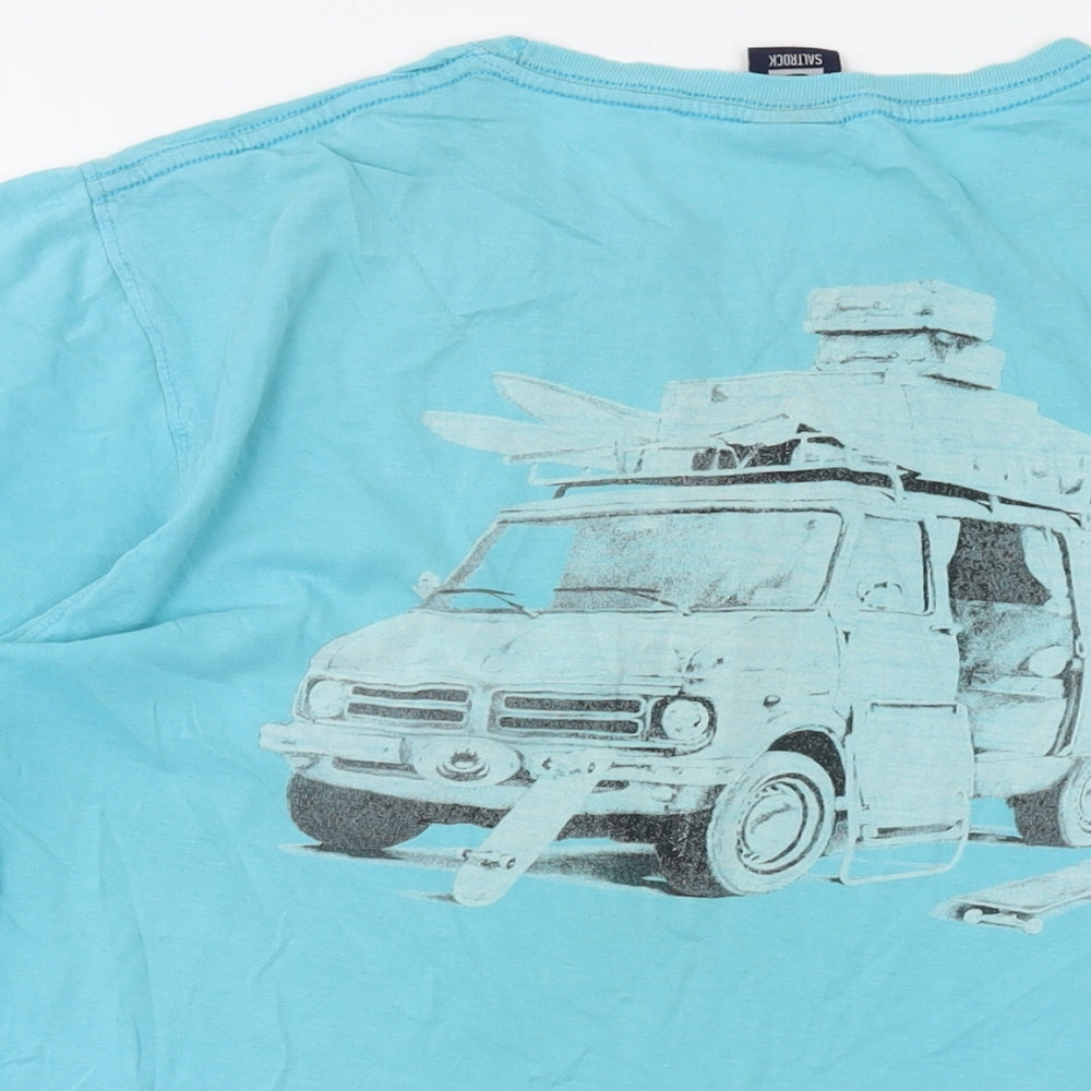 Saltrock Mens Blue Cotton T-Shirt Size L Crew Neck