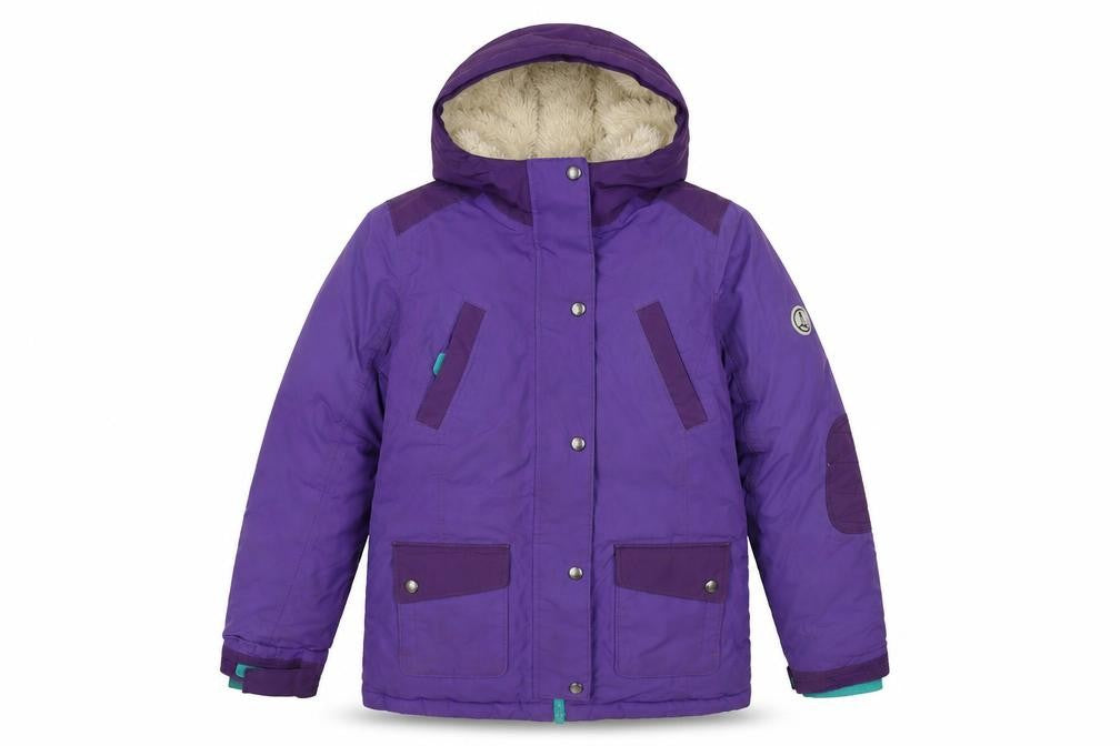Front view of Lands' End women’s purple jacket, size UK 10, zip