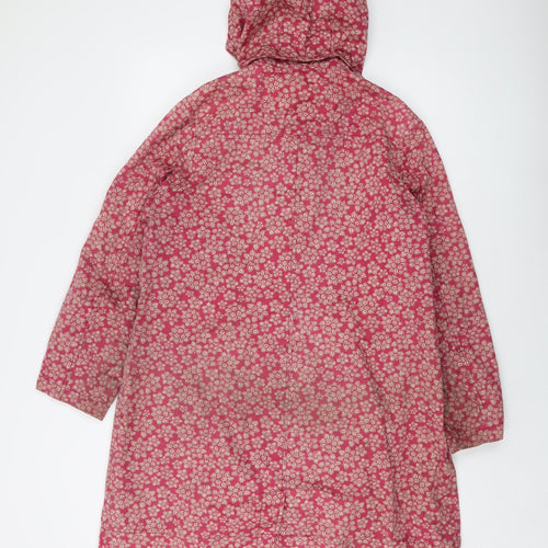 Tin Cloth Womens Pink Floral Overcoat Coat Size 14 Button