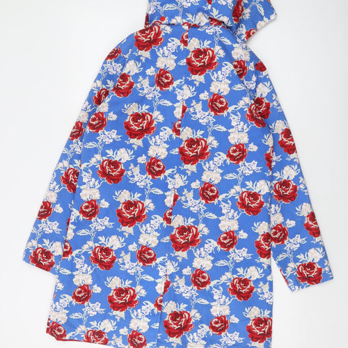 Tulchan Womens Blue Floral Jacket Size 10 Button