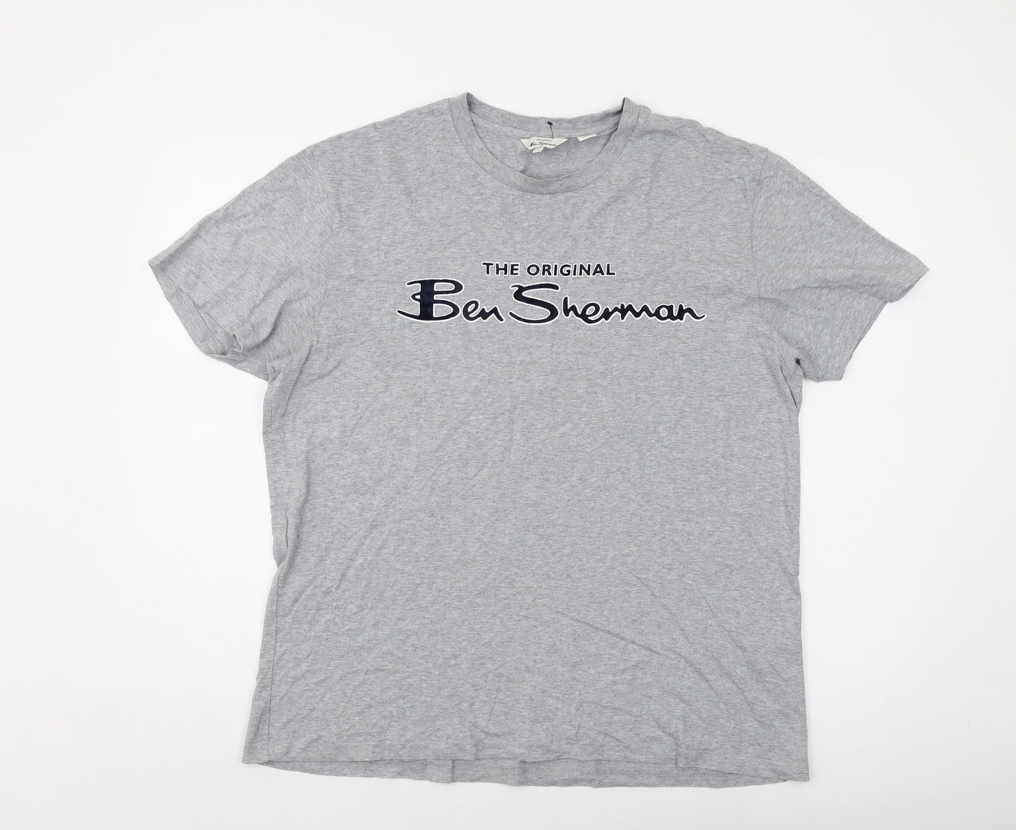 Ben Sherman Mens Grey Cotton T-Shirt Size L Crew Neck