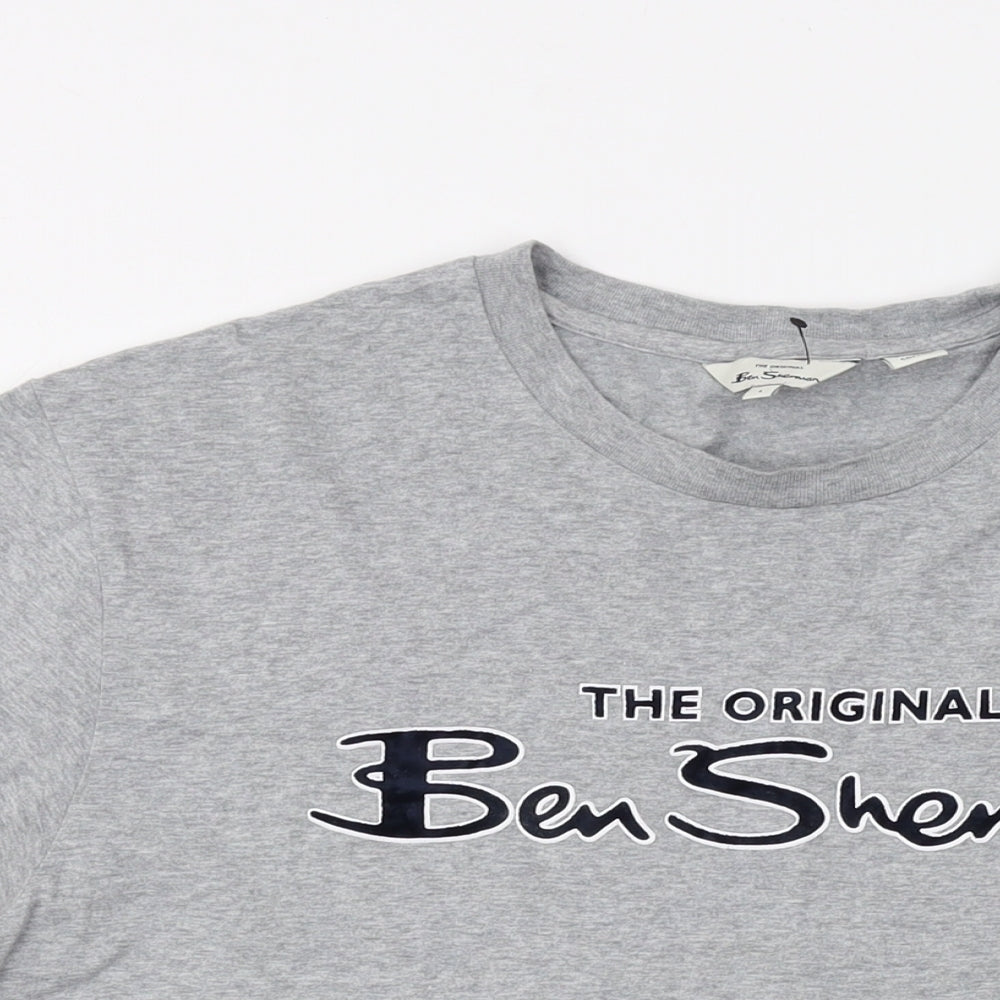 Ben Sherman Mens Grey Cotton T-Shirt Size L Crew Neck