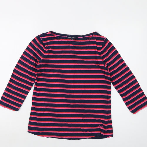 Crew Clothing Womens Multicoloured Striped Cotton Basic T-Shirt Size 10 Round Neck