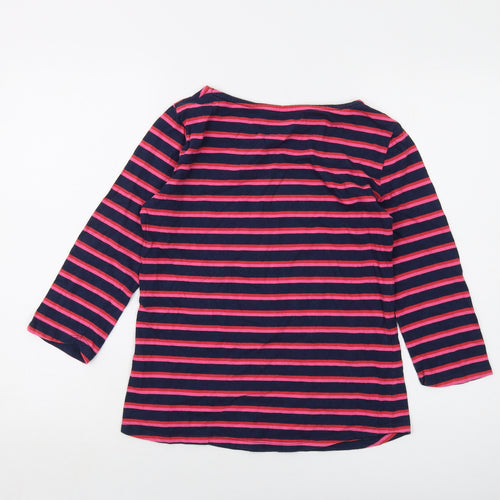 Crew Clothing Womens Multicoloured Striped Cotton Basic T-Shirt Size 10 Round Neck