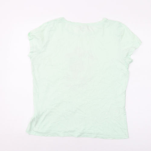 Disney Womens Green Cotton Basic T-Shirt Size 12 Crew Neck