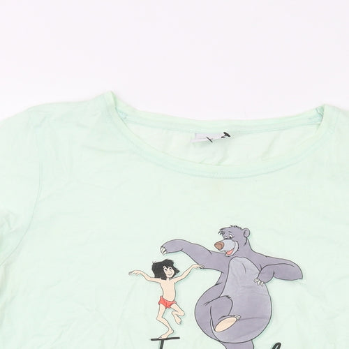 Disney Womens Green Cotton Basic T-Shirt Size 12 Crew Neck
