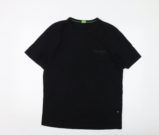 Boss Mens Black Cotton T-Shirt Size XL Crew Neck