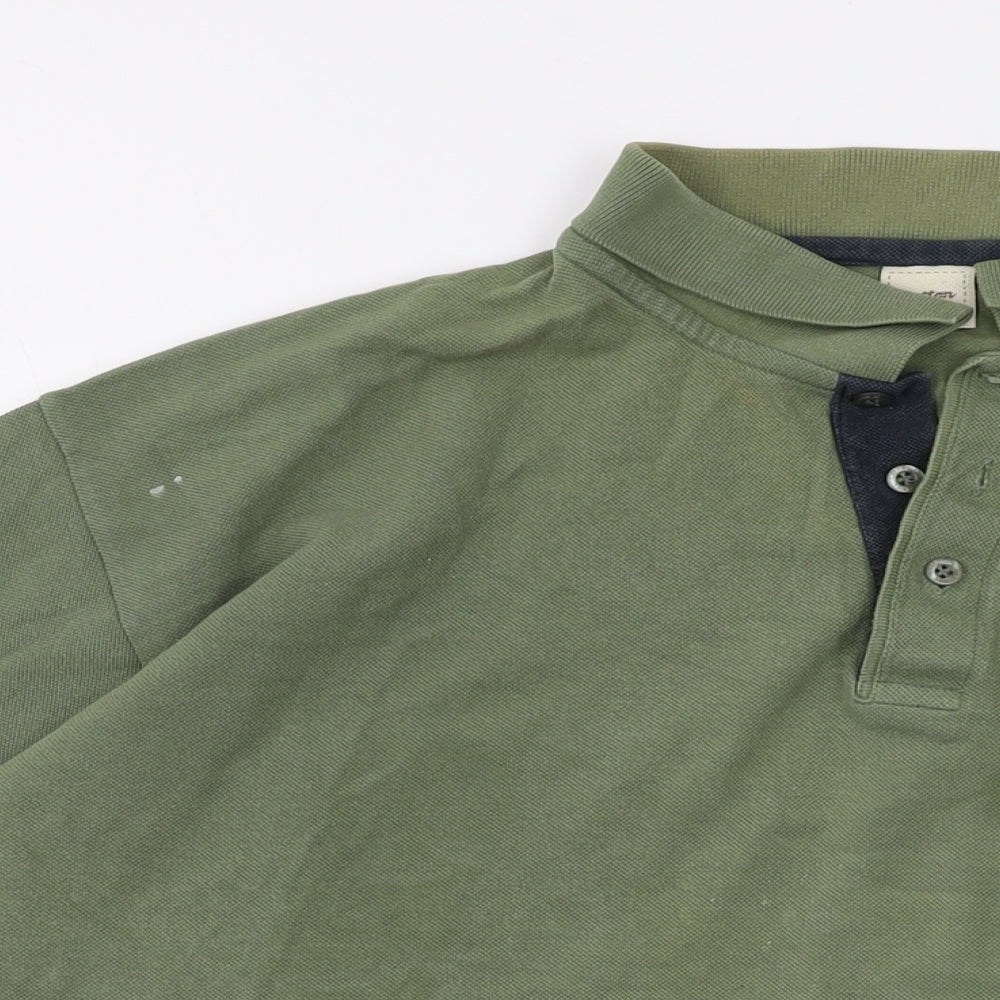 Cotton Traders Mens Green Cotton Polo Size 3XL Collared Button