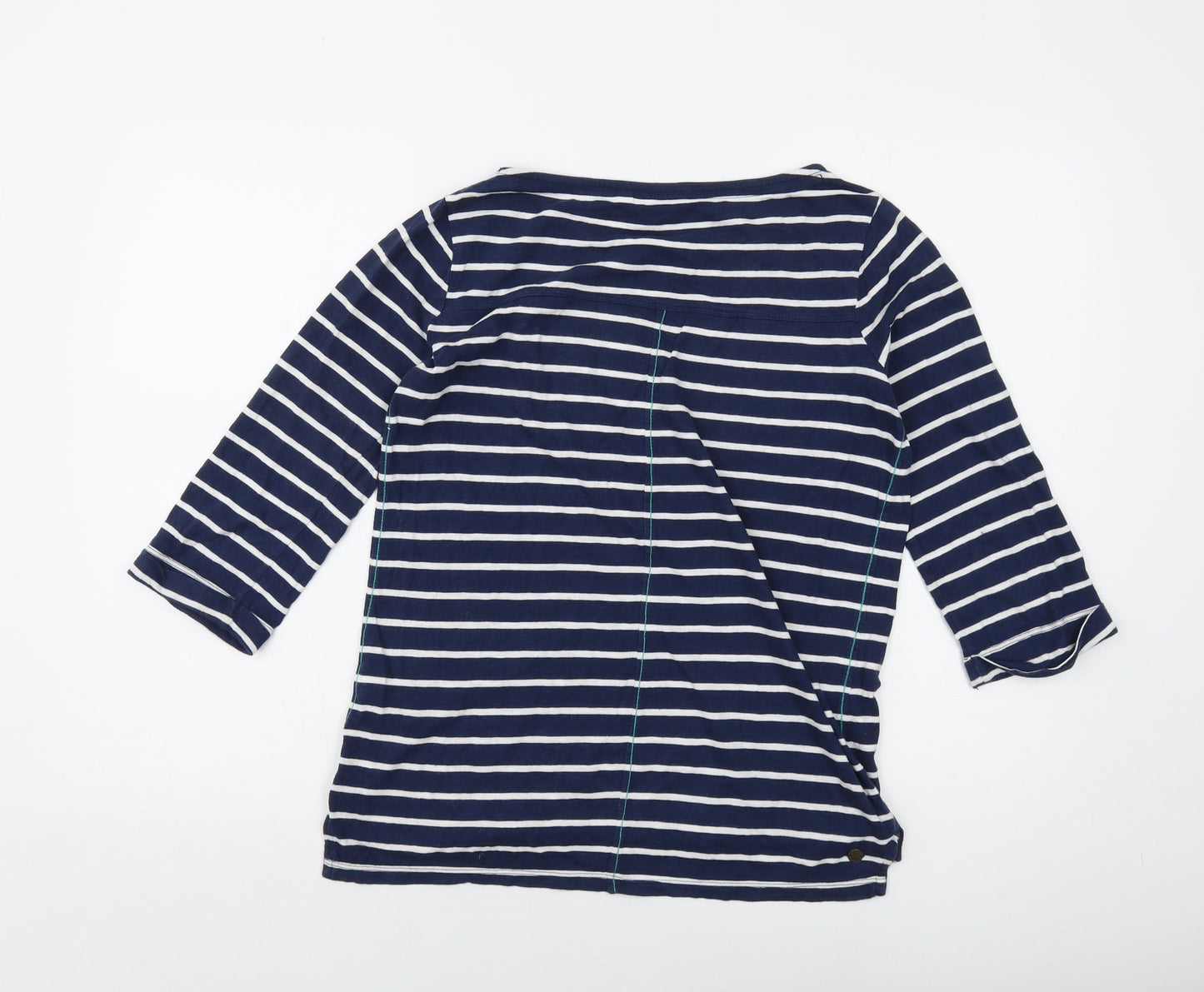 Fat Face Womens Blue Striped Cotton Basic T-Shirt Size 10 Round Neck