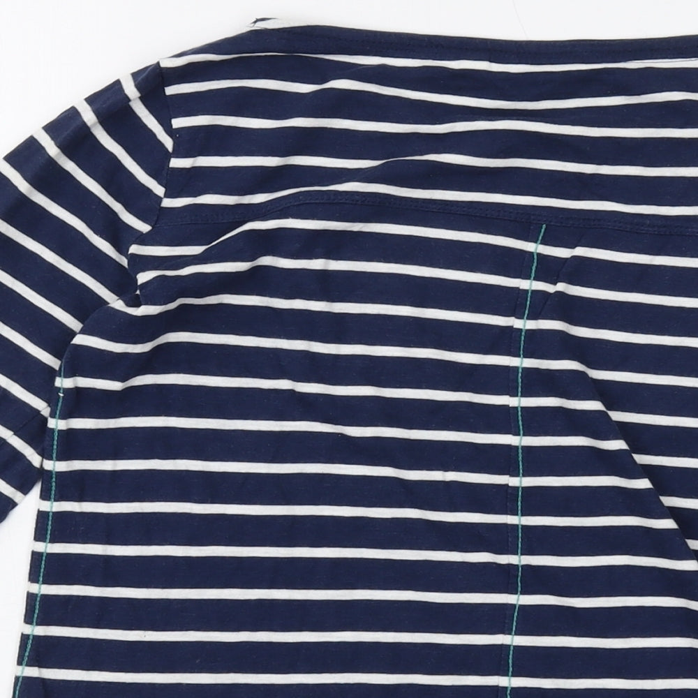 Fat Face Womens Blue Striped Cotton Basic T-Shirt Size 10 Round Neck