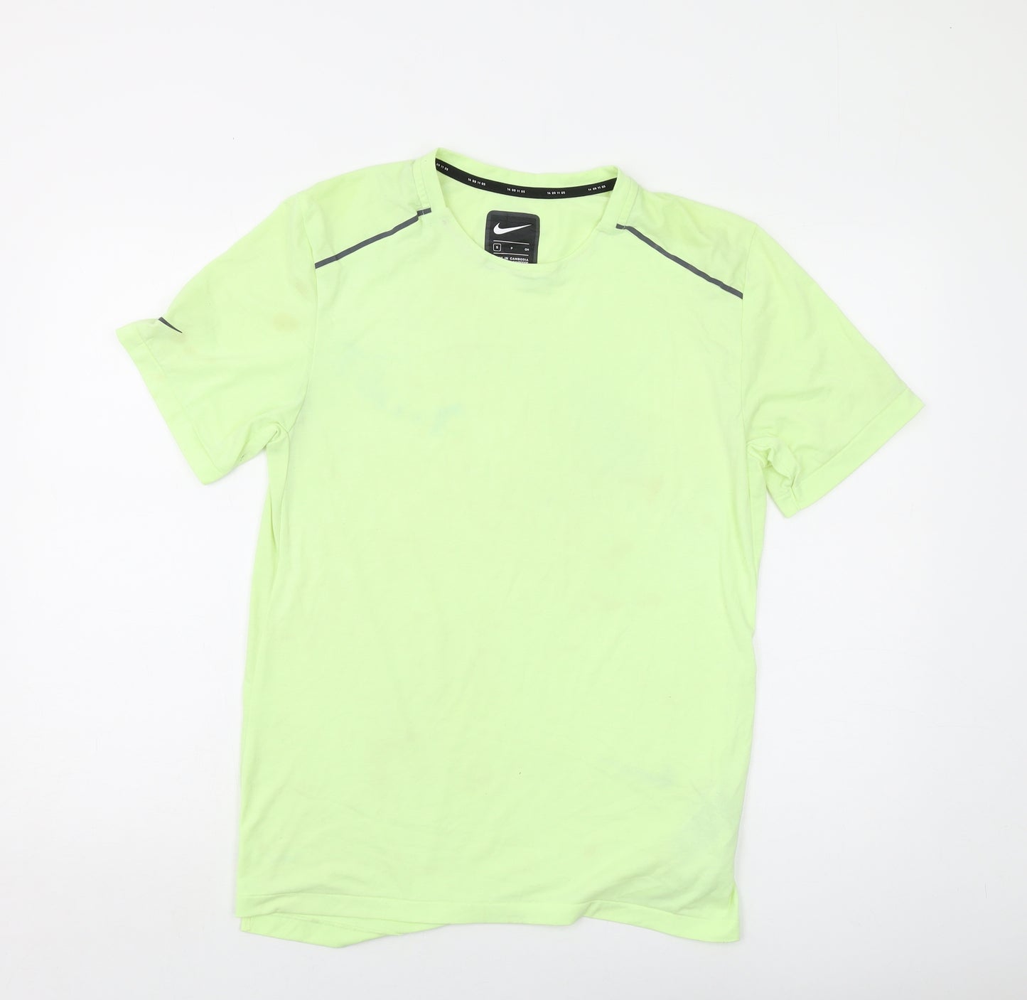 Nike Mens Yellow Polyester T-Shirt Size S Crew Neck