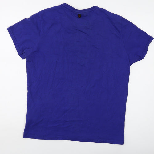 Duck and Cover Mens Blue Cotton T-Shirt Size L Crew Neck