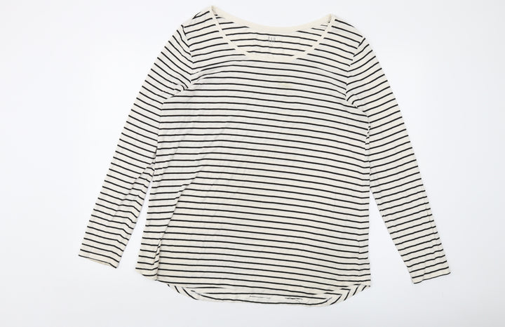 Gap Womens Ivory Striped Viscose Basic Blouse Size L Round Neck