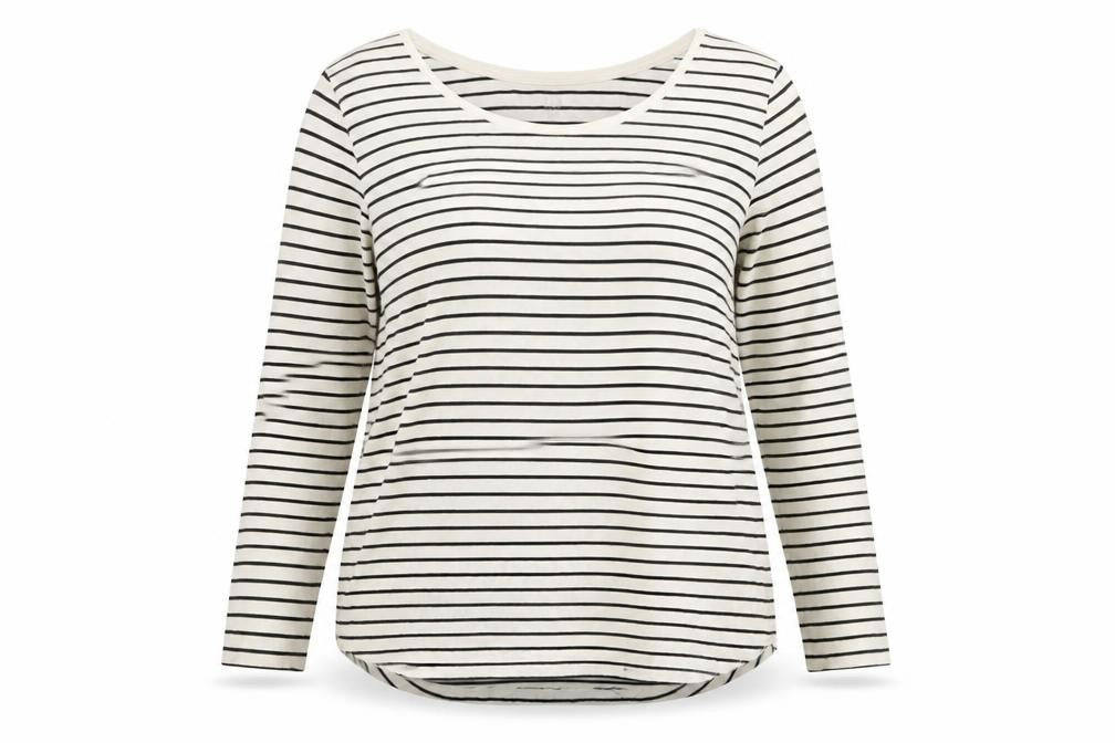Gap Womens Ivory Striped Viscose Basic Blouse Size L Round Neck