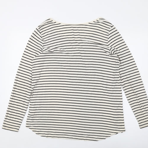 Gap Womens Ivory Striped Viscose Basic Blouse Size L Round Neck