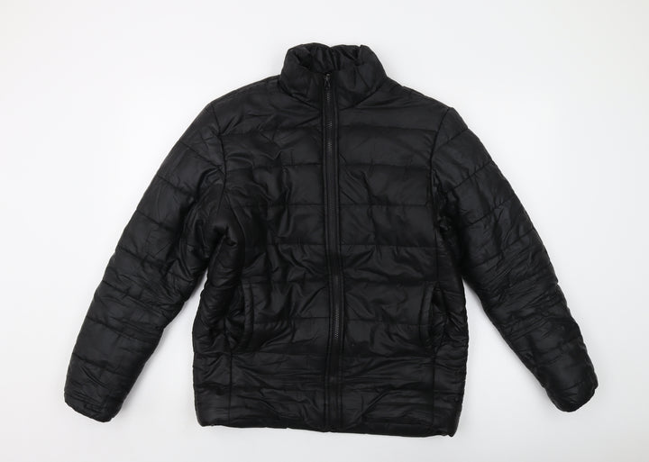 BKFF Womens Black Puffer Jacket Jacket Size 12 Zip