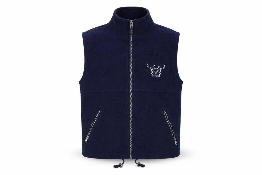 Front view of Giani Bernini men’s blue jacket waistcoat, size L, zip
