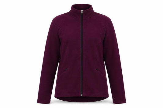 Front view of Marks & Spencer women’s purple jacket, size UK 12, zip