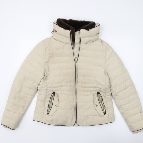 Marks and Spencer Womens Beige Jacket Size 14 Zip