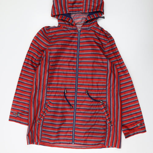 NEXT Womens Red Striped Rain Coat Coat Size 14 Zip