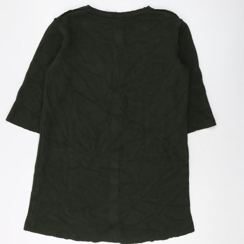Zara Womens Green Acrylic Tunic Blouse Size M Round Neck