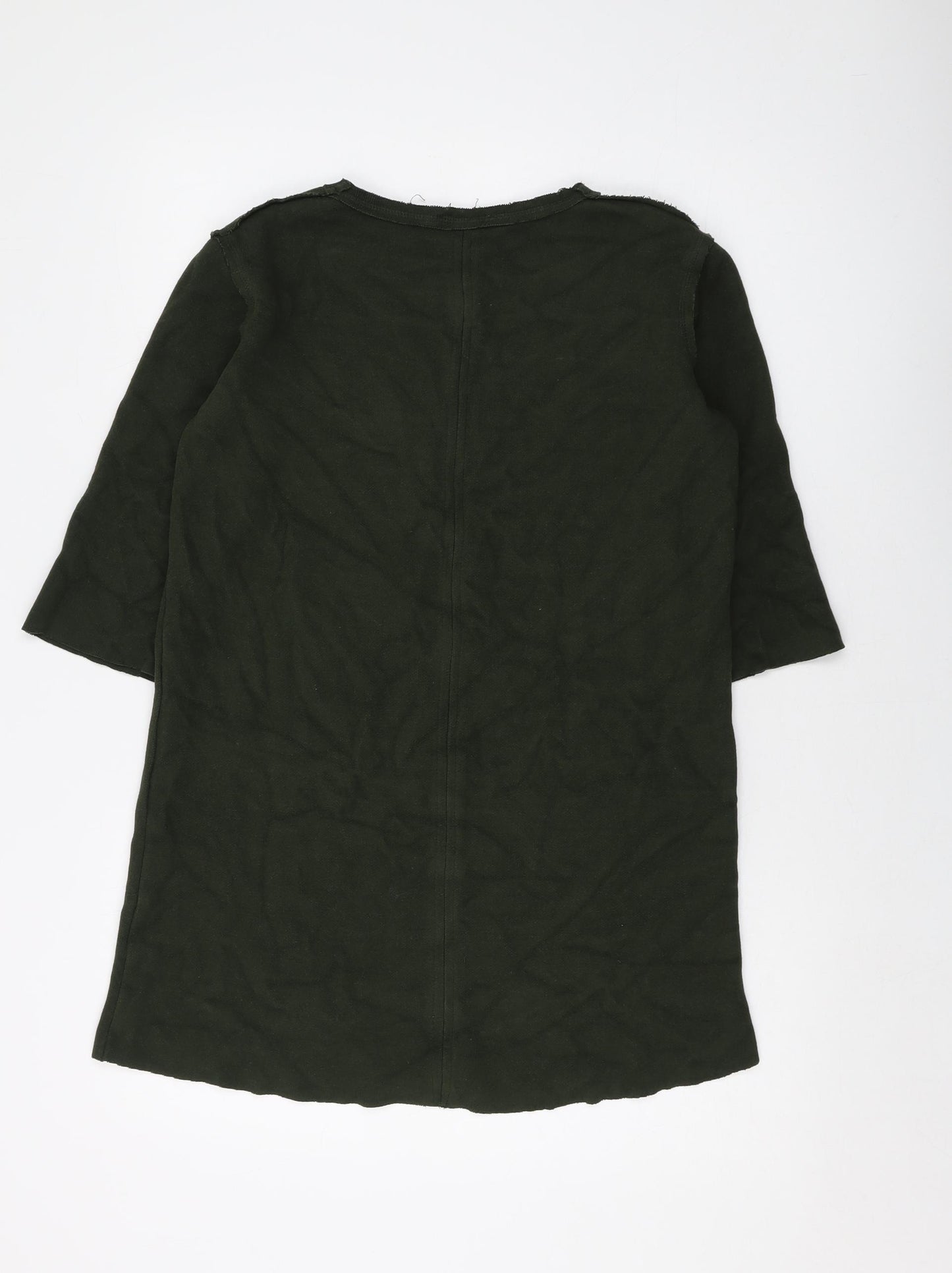 Zara Womens Green Acrylic Tunic Blouse Size M Round Neck
