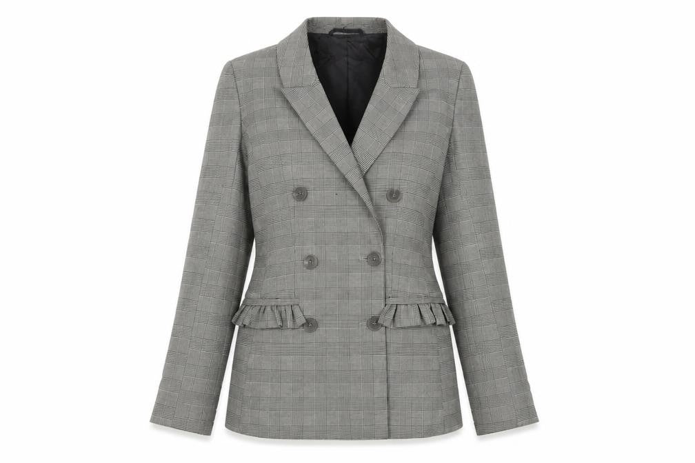 H&M Womens Grey Plaid Jacket Size 4 Button