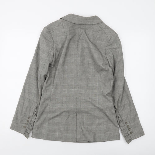 H&M Womens Grey Plaid Jacket Size 4 Button