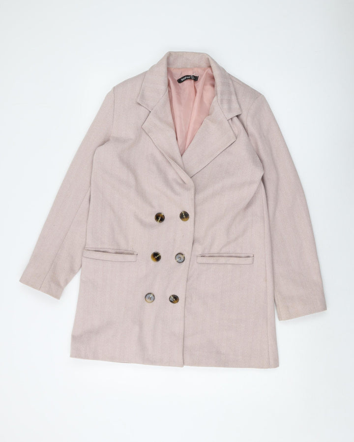 Boohoo Womens Pink Jacket Size 8 Button