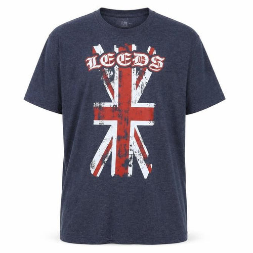 Leeds Mens Blue Cotton T-Shirt Size L Crew Neck