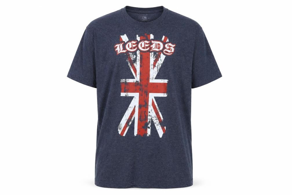 Leeds Mens Blue Cotton T-Shirt Size L Crew Neck