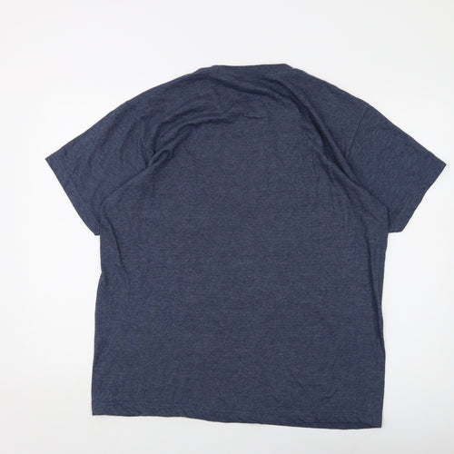 Leeds Mens Blue Cotton T-Shirt Size L Crew Neck
