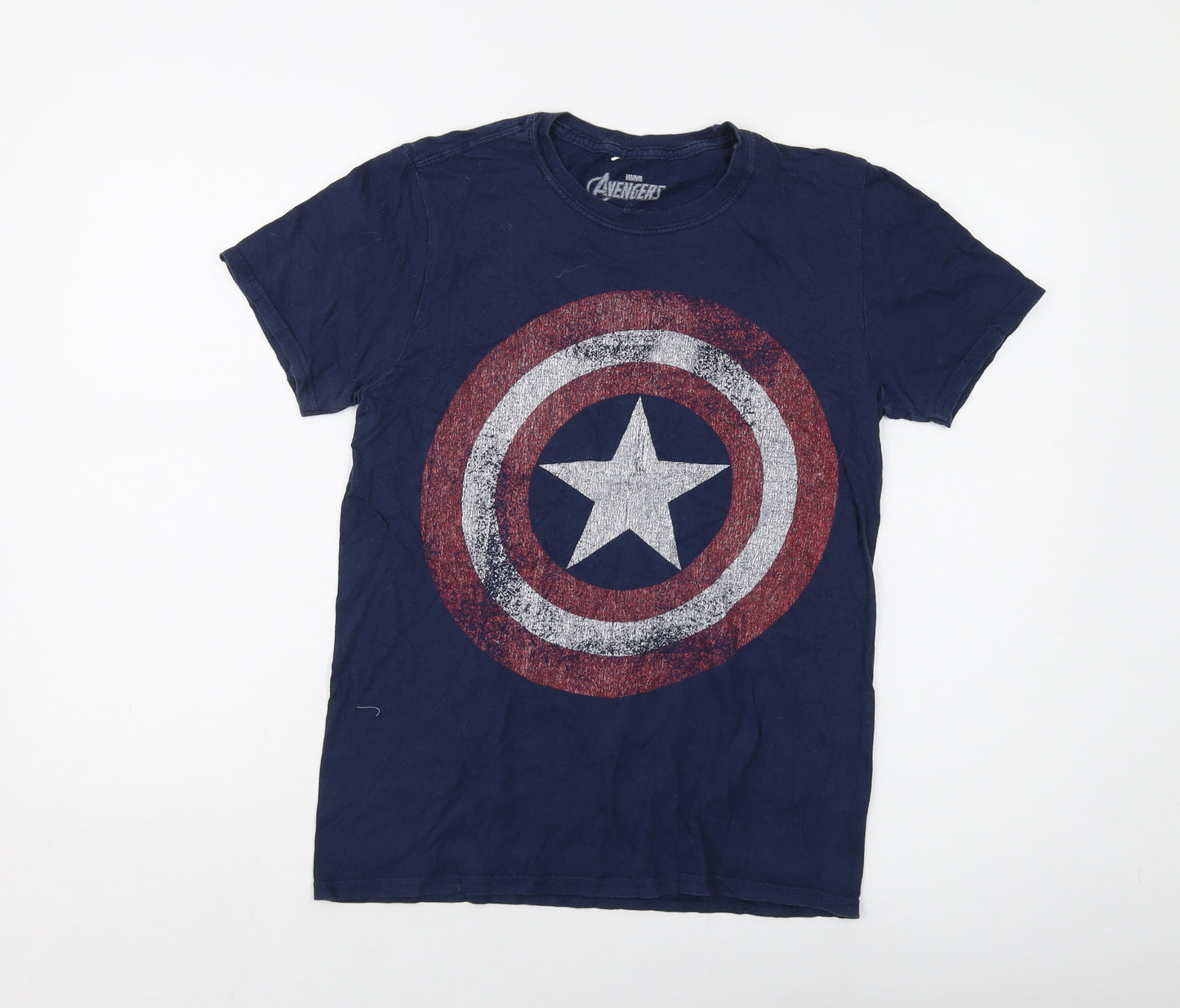 Avenger Mens Blue Cotton T-Shirt Size S Crew Neck