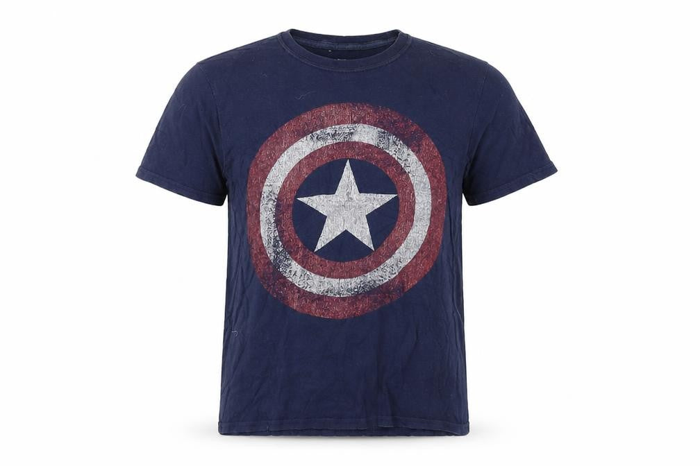 Avenger Mens Blue Cotton T-Shirt Size S Crew Neck