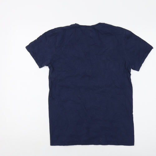 Avenger Mens Blue Cotton T-Shirt Size S Crew Neck