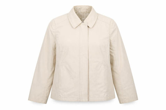 Front view of Debenhams women’s beige jacket, size UK 18, zip