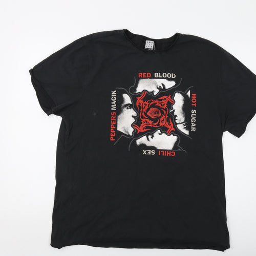 Amplified Mens Black Cotton T-Shirt Size 2XL Crew Neck