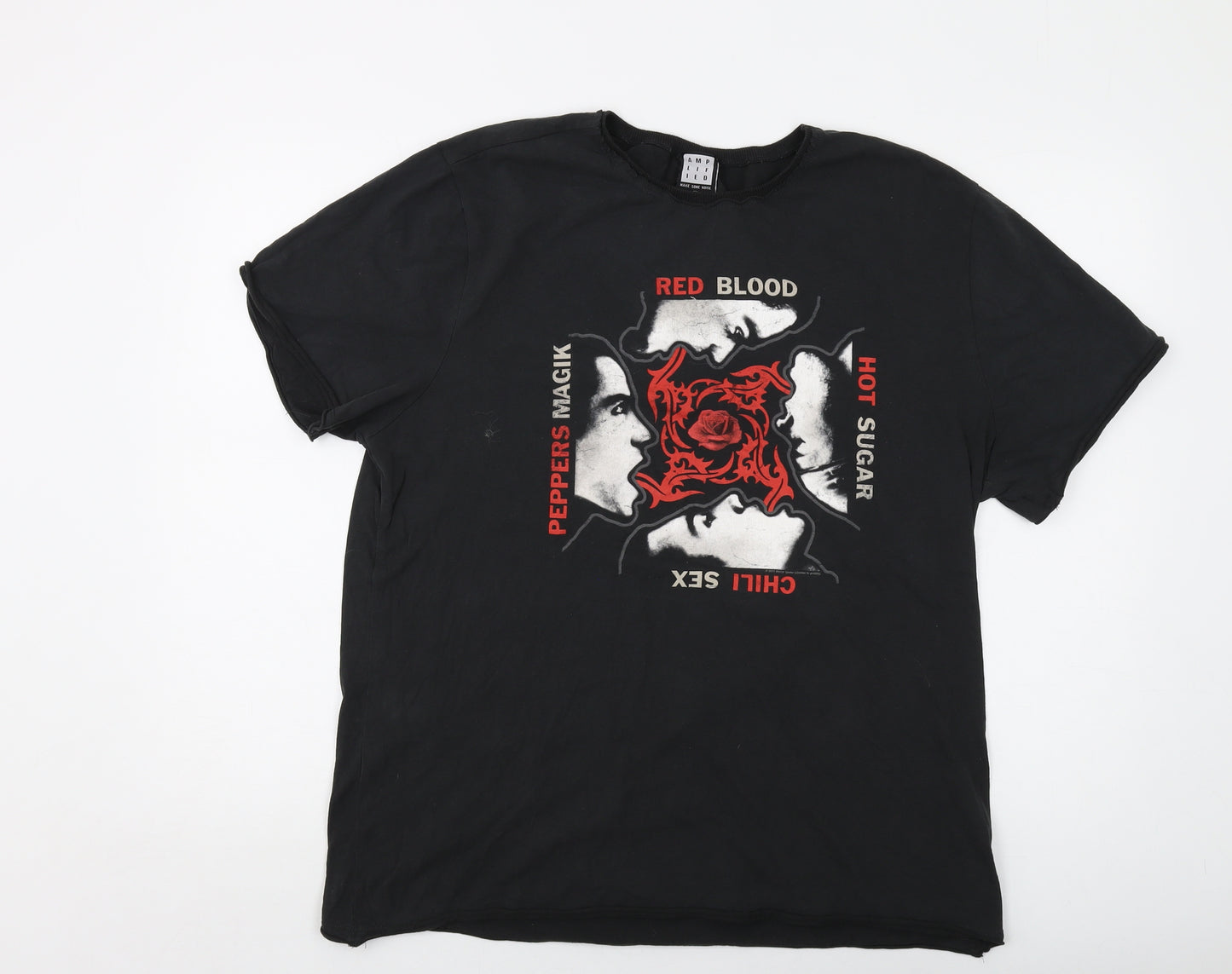 Amplified Mens Black Cotton T-Shirt Size 2XL Crew Neck