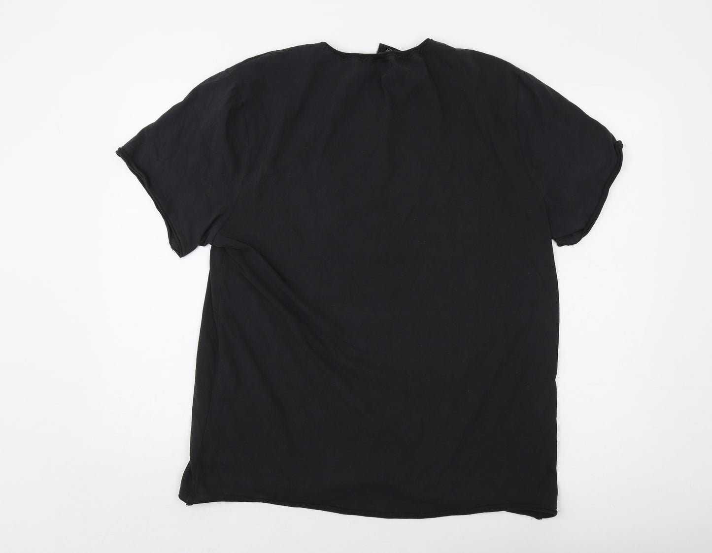 Amplified Mens Black Cotton T-Shirt Size 2XL Crew Neck