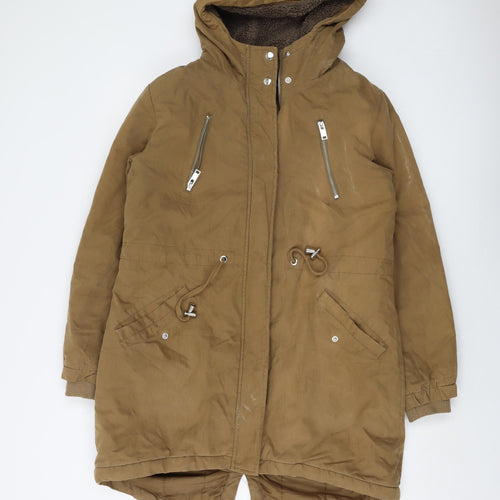 New Looj Womens Beige Parka Jacket Size 12 Zip