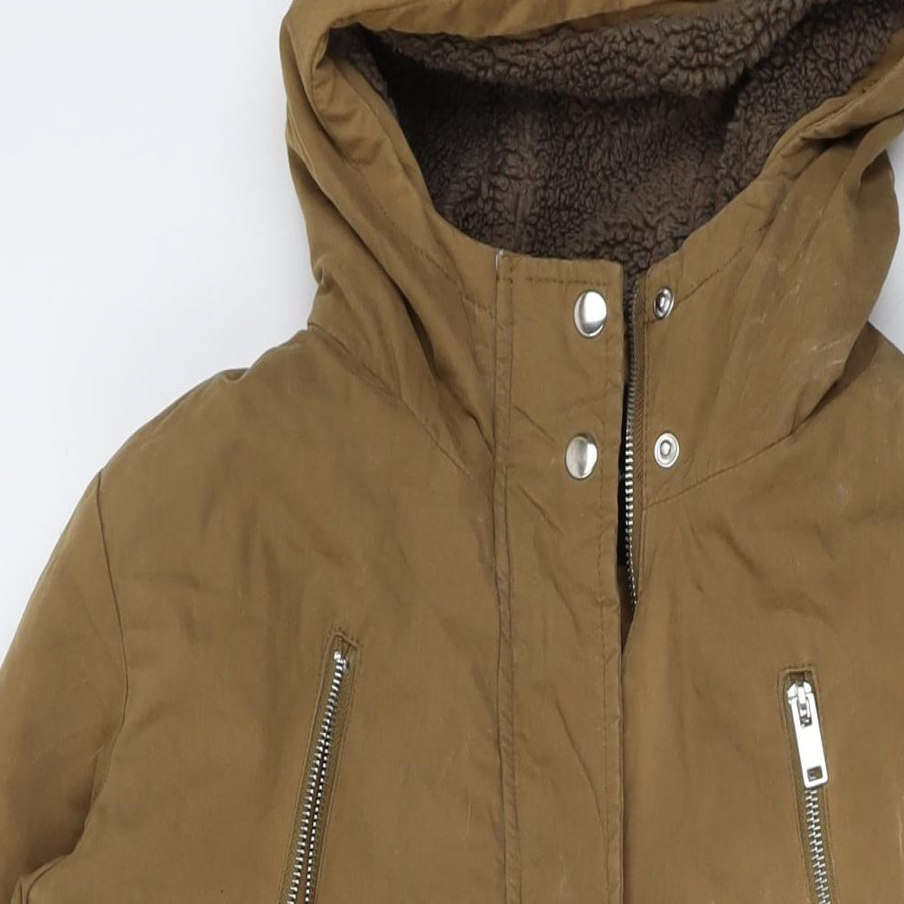 New Looj Womens Beige Parka Jacket Size 12 Zip