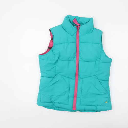 Joules Womens Green Gilet Waistcoat Size 12 Zip